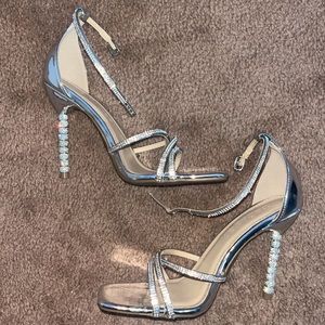 Refuge Silver Sparkly Strap Diamond Heels